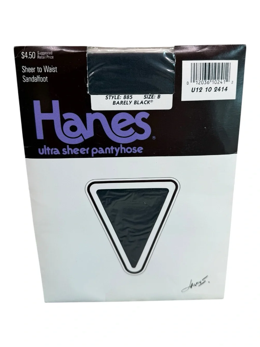 1988 Hanes Ultra Sheer Pantyhose Sheer To Waist Style 885 Size B Barely Black